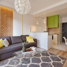 The best photos and design ideas for a kitchen-living room 15 sq. m-4