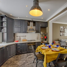 Review of the best solutions for kitchen-living room design-4