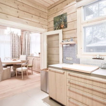 Features of finishing the kitchen in a wooden house-2