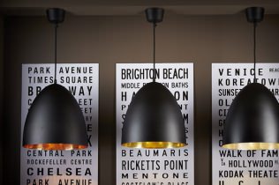 Modern pendant lights in the interior