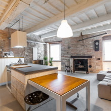 Decorative beams on the ceiling: types, materials, design, color, choice of style-16