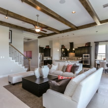 Decorative beams on the ceiling: types, materials, design, color, choice of style-15