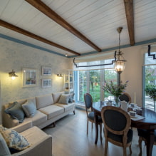 Decorative beams on the ceiling: types, materials, design, color, choice of style-17