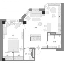 Interior of a 2-room apartment 65 sq. m-2