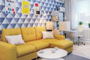 Interior design of a 1-room apartment 37 sq. meters