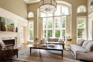 Curtains on an arched window