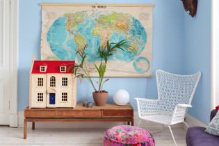 World map in the interior: features, photos