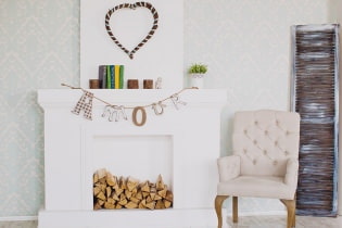 False fireplaces in the interior of the living room