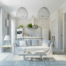Kitchen-living room in white: features, photo-4